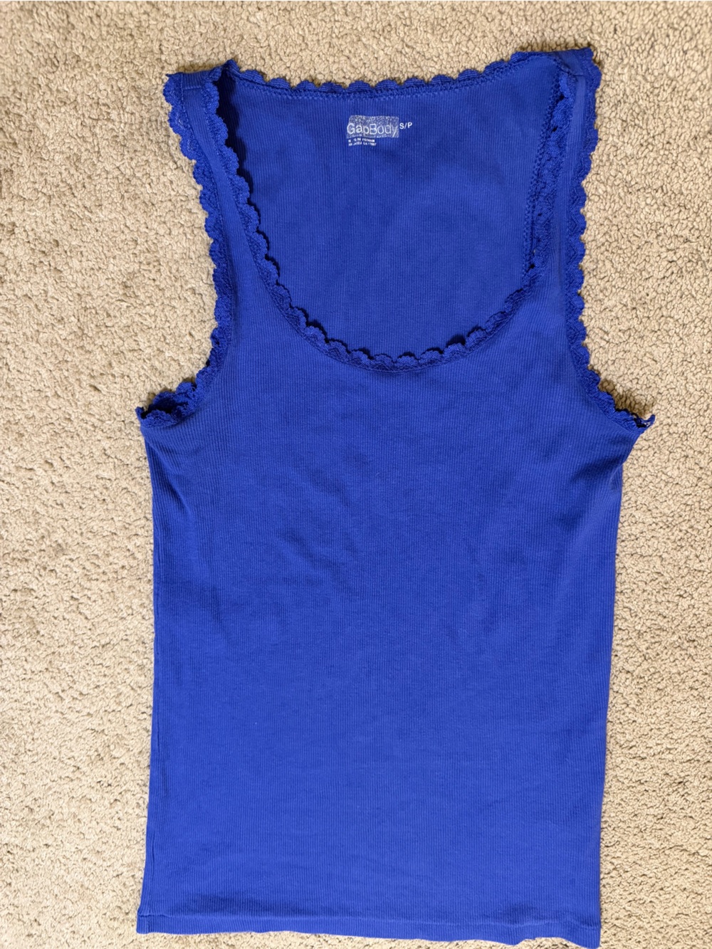 GAP Royal Blue Ribbed Tank with Scalloped Trim